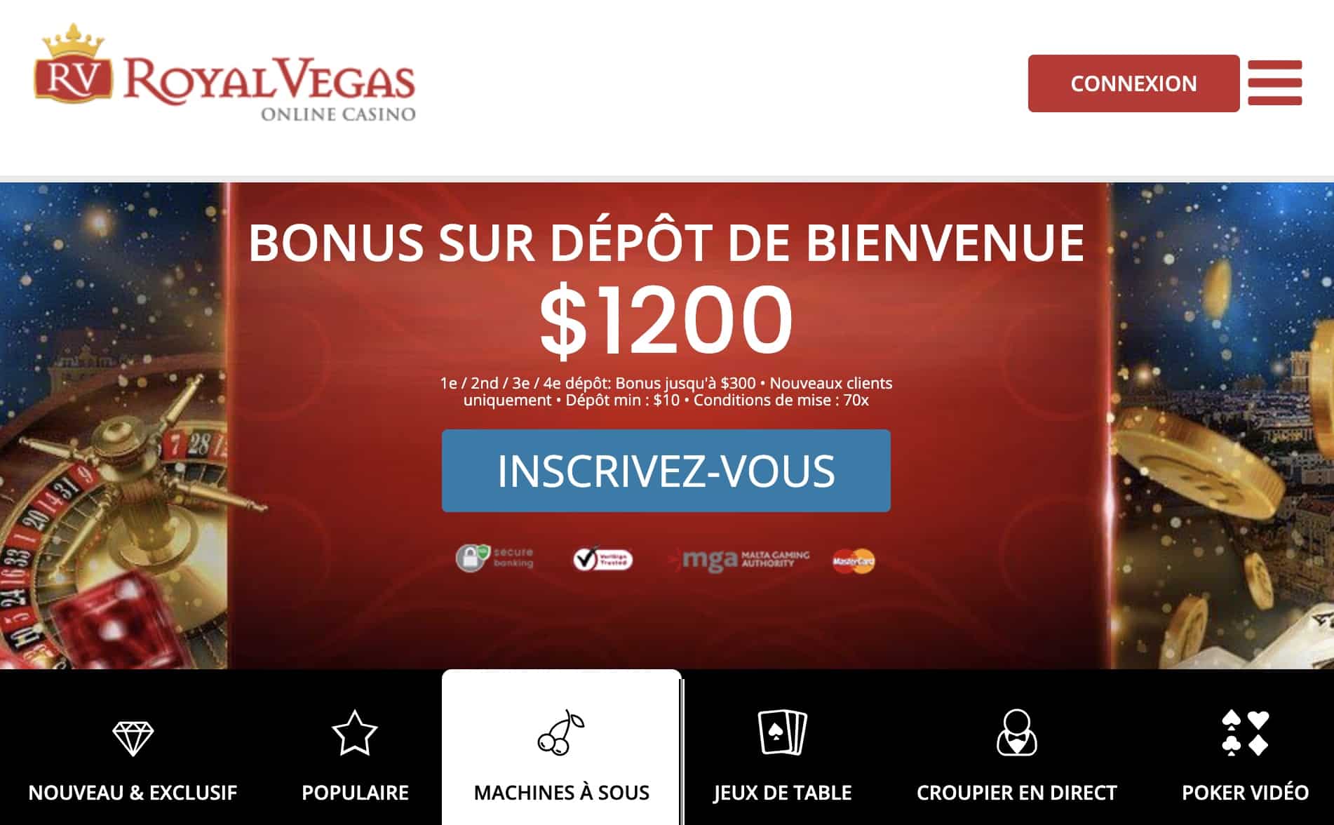 Royal Vegas Casino Homepage